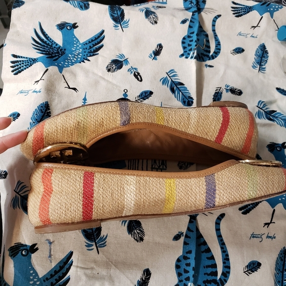 Tory Burch Reva Raffia Woven Striped Flats size 8½
